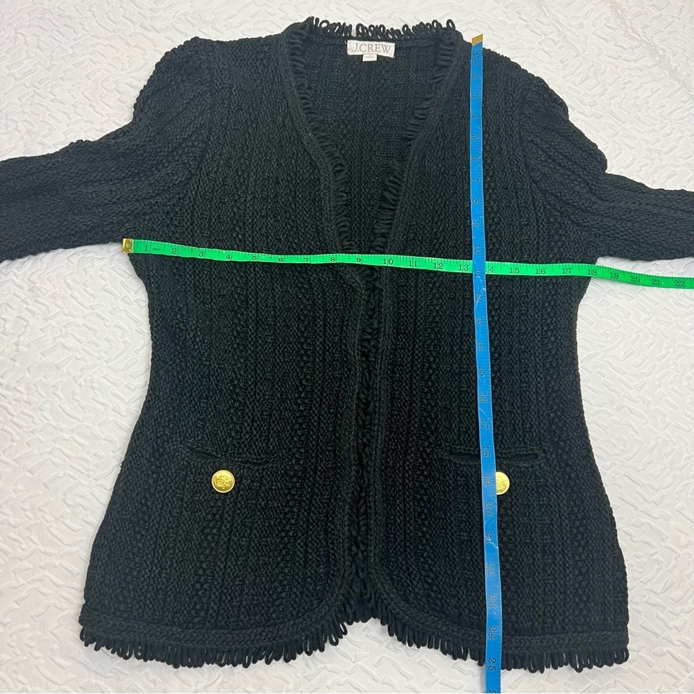 J. Crew Textured Cable-Knit Lady Jacket with Fringe Small Black - Picture 4 of 10